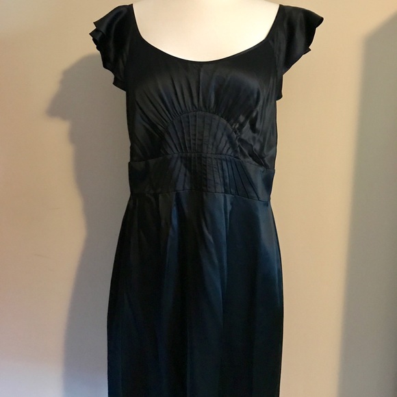 Black Silk Gianni Bini Dress with Flutter Sleeves - Picture 2 of 8